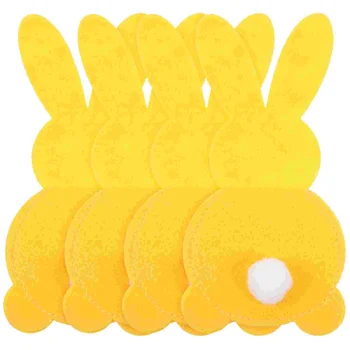 4бр Великденски зайче вилица за съхранение чанти карикатура зайче с опашка прибори чанти