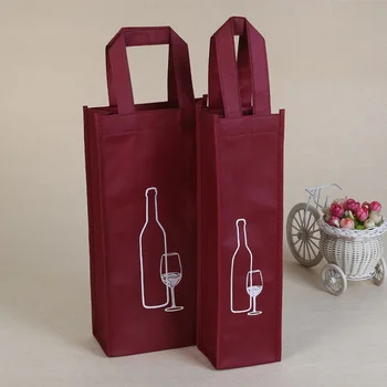 500pcs/Lot висококачествена мода рециклируеми потребителски печат лого многоцветни червено вино нетъкани чанти единични и двойни чаши
