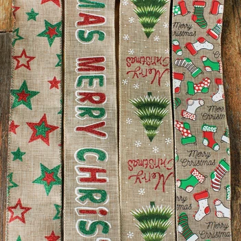 500X6CM цветна панделка коледни аксесоари с тел ръб Коледа отпечатани ремъци бельо декоративна панделка Cinta Navideña