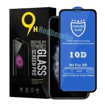 50Pcs 10D закалено стъкло пълен капак 9H Premium екран протектор филм за iPhone 15 11 12 13 14 Pro макс 7 8 плюс x xs макс