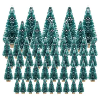 50PCS Миниатюрно изкуствено коледно дърво Малки снежни ледени дървета Борови дървета Коледа DIY парти декорация занаяти