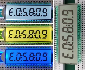 50PIN TN Положителен 6-цифрен сегментен LCD панел Статично задвижване Бяло / жълто зелено / синьо подсветка 5V Nixie Tube Screen