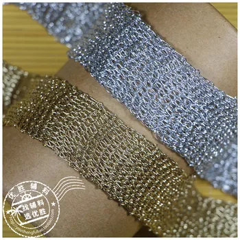 5Meters/ лот Специално злато сребро плетен дантела подстригване дантела панделка аксесоар декорация ръчно изработени материал 3cm LJ0055