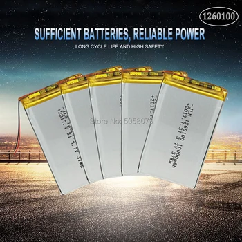 5pcs 3.7V 10000mAh Lipo батерия 1260100 акумулаторна таблетка DVD резервна литиево-йонна Li-Po литиево-полимерна батерия за подмяна