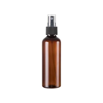  5pcs / пакет 60ml капацитет кафяв и кехлибарен цвят за многократна употреба пластмасова преносима спрей парфюмна бутилка с черна помпа пръскачка