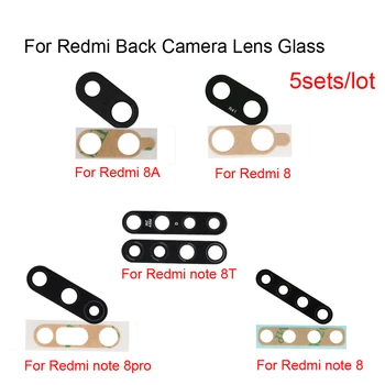5sets/lot Нова марка задна камера стъклен обектив със стикер резервни части за Xiaomi Redmi 8 8A бележка 8 por бележка 8T