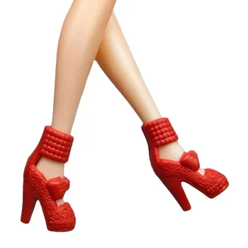 6 чифта/лот Червени обувки на висок ток Ботуши за кукли Барби Обувки 1/6 Маратонки Сандали Принцеса Обувки за крака Ботуши за Барби аксесоари