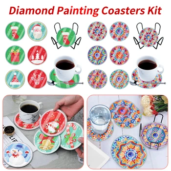 6pc/sets Диамантени комплекти за боядисване с държач Mandala Diamond Art Kits Коледна украса за възрастни Детски декори за дома