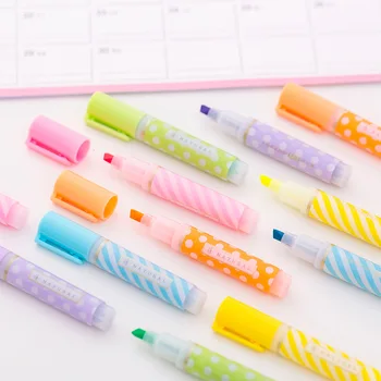 6pcs/Set Цветна маркерна писалка Цвят на бонбони Флуоресцентни писалки Маркер Канцеларски материали Хайлайтъри Арт маркер Цвят на писалката гел писалка