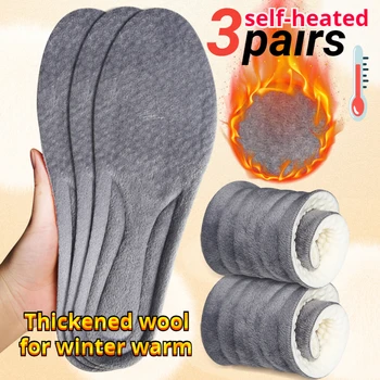 6Pcs Възрастни Детски Зимни самонагряващи се термични стелки за крака Зимни термични сгъстени вълнени PU подложки за обувки Спортни подметки Самонагряване