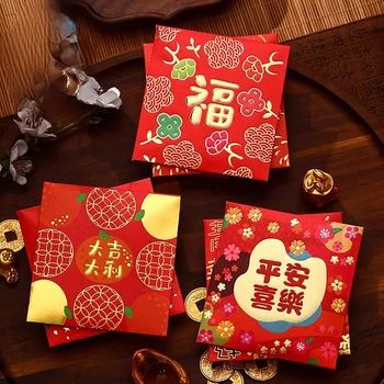 6pcs Късметлийски червен плик Китайска Нова Година Дракон Година 2024 Подаръци Пари Джоб Червен пакет Новогодишни консумативи