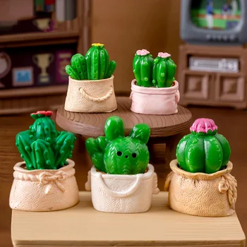 6PCS Къща за кукли миниатюрна симулация кактус модел игра кухня творчески DIY аксесоари играчки