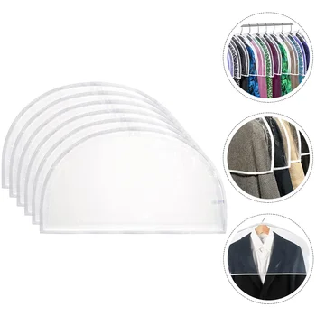 6Pcs раменни капаци Прозрачни пластмасови калъфи за дрехи за рамо Протектори за дрехи Висящи дрешници за дрехи