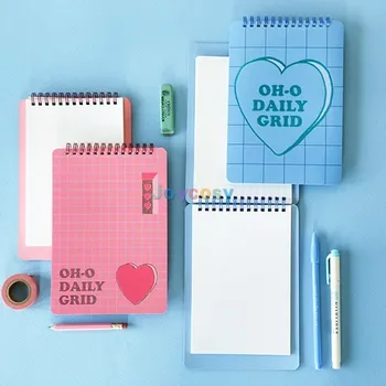 7321 OH-O DAILY GRID NOTE, Top Bound Spiral Grid Notepad, Small Graph Notebook Writing Pad, Grid Paper, Office School Supplies