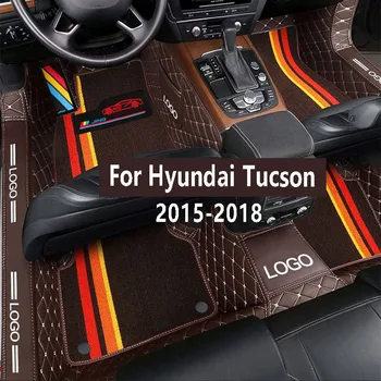 7Car подложки за крака килими по поръчка авто интериор декорация аксесоари кола етаж мат за Hyundai Tucson 2015 2016 2017 2018