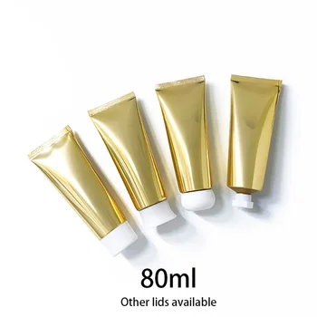 80ml злато алуминиева бутилка за изстискване 80g празна козметика контейнер грим крем лосион за тяло за многократна употреба пластмасова мека тръба 10pcs