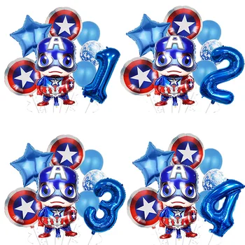 8pcs Дисни Америка капитан рожден ден декорации карикатура алуминиево фолио брой балони супергерой деца играчка подарък парти доставки