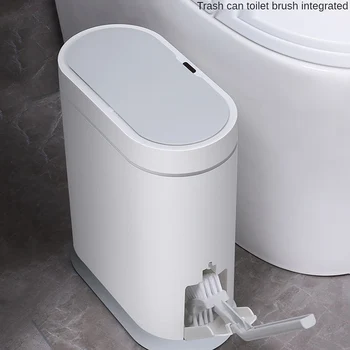 9L кошче за боклук с капак тоалетна четка интелигентен сензор автоматична баня отпадъци боклук кошче домакинство водоустойчив тесен шев боклук