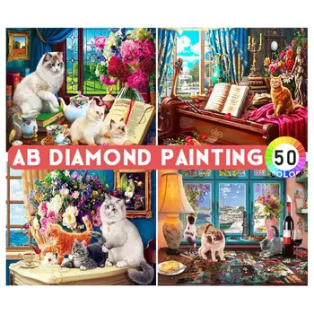AB бормашини 5D DIY диамант живопис животински котка живопис бродерия комплект мозайка изкуство картина висящи живопис дома декорация подарък