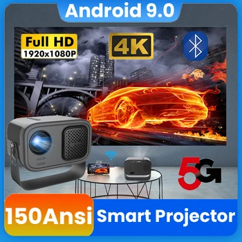 Android 9.0 Интелигентен проектор 4K 5G WiFi 150 ANSI Bluetooth Интелигентно домашно кино Преносим Projetor Full HD 1920 x 1080P