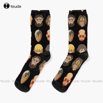 Aot Деветимата титани, Атака На Титан Чорапи Меки чорапи Персонализирани Персонализирани Унисекс Възрастни Тийнейджърски Младежки Чорапи 360° Дигитален печат