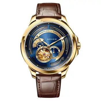 AOUKE Луксозен часовник за мъже, мода Мъжки автоматични часовници Самонавиващи се механични ръчни часовници 50M водоустойчиво сапфирено огледало
