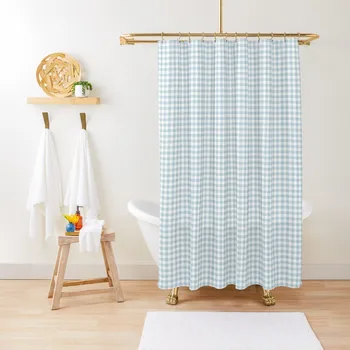 Baby Blue Gingham Check Душ завеса против мухъл водоустойчив душ в банята Тоалетни аксесоари Завеса за баня