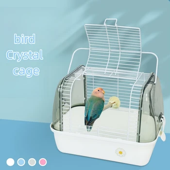Bird Cage Travel Crystal Parrot Take-away Cage Portable Transport Birds Transportation Small Cages House Budgies Accessories
