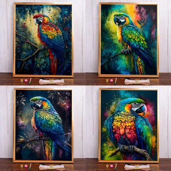Bird Parrot Pre-Printed Cross-Stitch DIY Embroidery Complete Kit Craft Плетене Ръкоделие Занаятчийски Промоции на едро Продажби