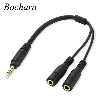 Bochara 3.5mm аудио мъжки към 3.5mm аудио женски + микрофон Y сплитер конвертор караоке кабел за смарт телефон