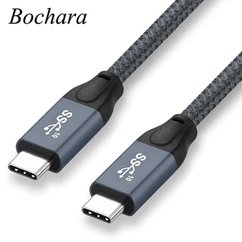 Bochara плетен USB3.2 Gen2 тип C мъжки към тип C мъжки кабел 20Gbps 4K@60Hz PD100W 20V 5A бързо зареждане вграден IC чипсет