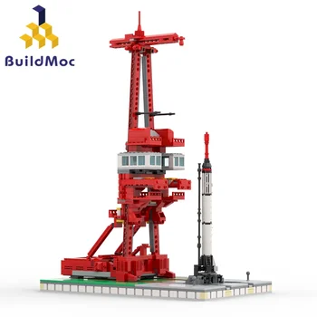 BuildMoc 1:110 Базова кула Космически стартов комплекс 5 w / Меркурий-Redstone ракета сграда блок комплект тухли играчка за деца дете подаръци