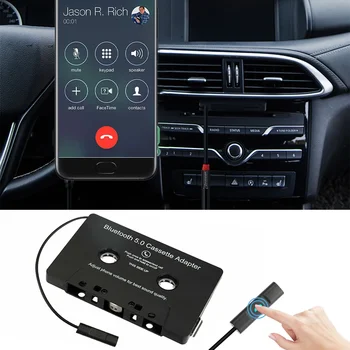 Car Audio Bluetooth 5.0 адаптер за касета за кола с микрофон 6H Music Time 168H Standby Bluetooth 5.0 адаптер за автомобилна лента