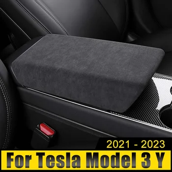  Car Center Console Подлакътник Box Защита декорация Cover Trim стикер случай аксесоари за Tesla Модел 3 Y 2021 2022 2023 2024
