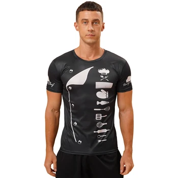 Chef риза Мъжки тениски 3D принтирани дрехи за готвене Мъже Ресторант с къс ръкав Кухненски плотове Мода Улично облекло T Ризи