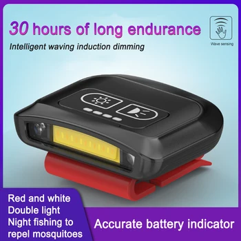 COB шапка клип светлина 80LM 500mAh сензор за движение фенер USB акумулаторна индукционна фар водоустойчив за къмпинг риболов туризъм