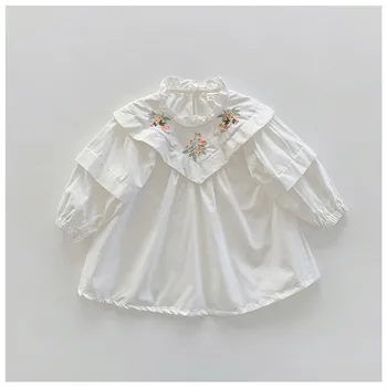 deer jonmi 2023 Пролет корейски стил бебе момичета бродерия флорални принцеса рокли деца сладка рокля