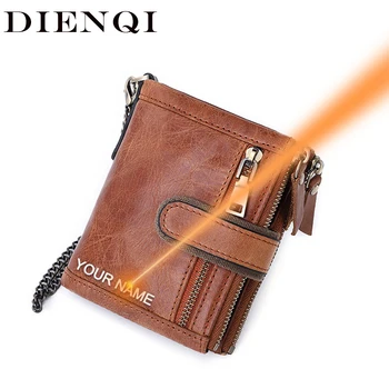 DIENQI RFID против кражба мъжки портфейл естествена кожа Tri-bifold чантата реколта притежателя на карти монета джоб пари чанта мъжки Уолтър портфейл