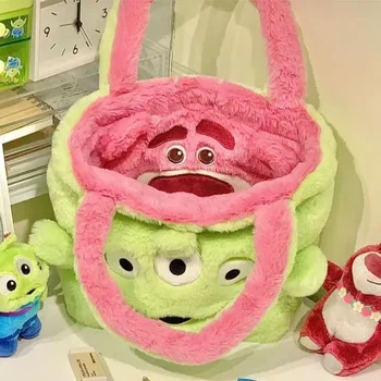 Disney Cartoon shhoulder bag Lotso Alien Double-sided Bag Cute storage Bag Women Casual Handbag Fashion Tote Y2k Girls Gift