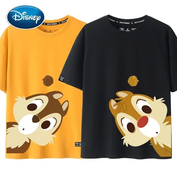 Disney сладък чип Дейл катерица карикатура печат жени тениска O-образно деколте пуловер къс ръкав случайни улично облекло хлабав чай Топ 8 цвята