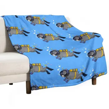 Diver Hippo Throw Одеяло Спално бельо Пухкави одеяла Големи тънки одеяла