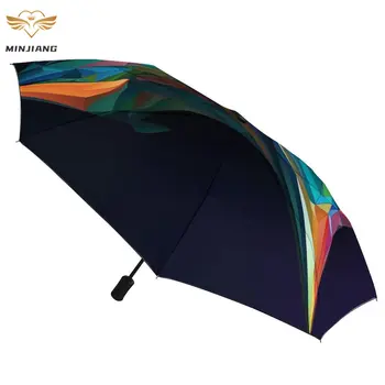 Dolphin 3 пъти автоматичен чадър хартия изкуство въглеродни влакна рамка чадър ligthweight UV защита чадъри за мъжки женски