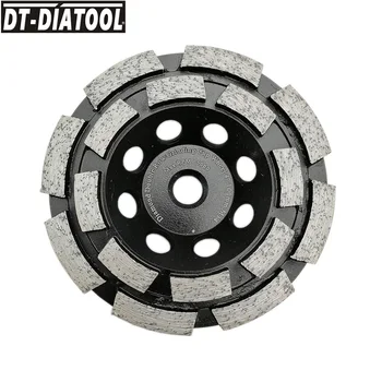 DT-DIATOOL 1pc M14 резба Dia 100mm / 4inch диамант двоен ред чаша шлифовъчно колело за бетон тухла твърд камък гранит мрамор