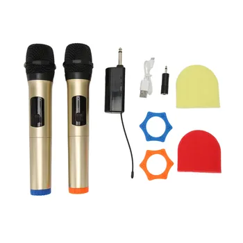 Dual Handheld Mic Wireless Microphone System UHF Strong Signal Receiving Capability Акумулаторна акумулаторна за караоке пеене