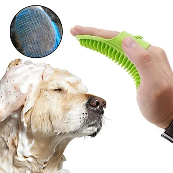 Durable каучук куче баня масаж четка кожа подстригване гребен за почистване на домашни любимци регулируем колан против хлъзгане силиконови измиване ръкавица инструменти за коса