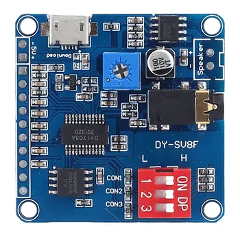 DY-SV8F възпроизвеждане 64Mbits флаш дъска за съхранение UART I / O Trigger Mini MP3 Music Player Board 5W за SD / TF карта