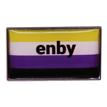Enby Pride флаг емайл щифт Небинарна ЛГБТ брошка Небинарни местоимения Сексуалност значка за раници мода бижута подарък