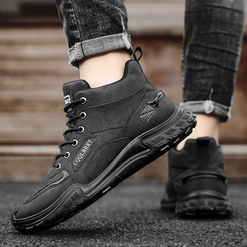 Fashion Mid Top туристически обувки за мъже Non Slip Lace Up Running Shoes Man Comfort Casual Sneakers Man Zapatillas Hombre Men Shoes