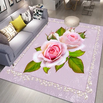 flower площ килим голям килим цвете килими килим за живеене спалня диван изтривалка декорация,роза нехлъзгане етаж мат