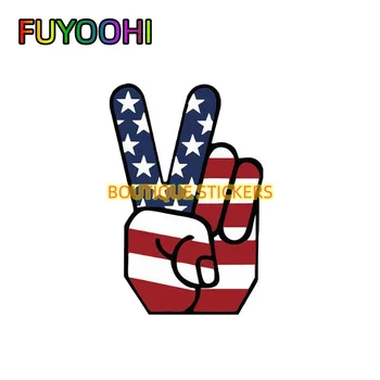 FUYOOHI Красив американски флаг на САЩ мир победа жест кола стикер аксесоари винил PVC мотоциклет лаптоп Decal